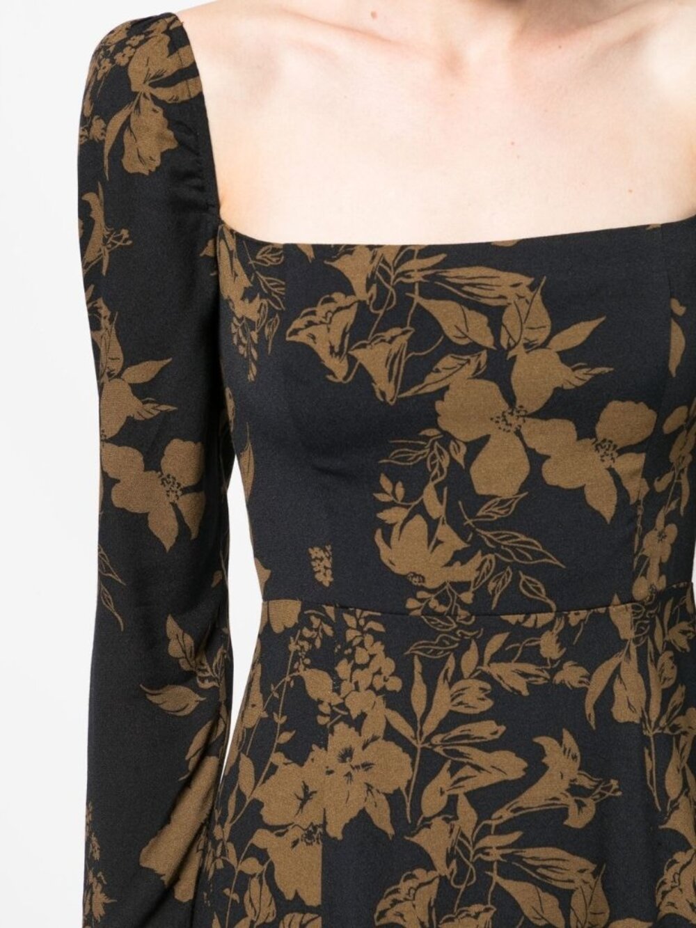 REFORMATION Sigmond long-sleeve  Dress, Size 2, Black/Tan